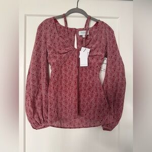 NWT Equipment Femme Earth Red Blouse with Strap Collar Size 2